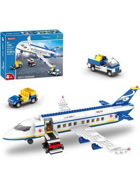 510 Pcs Airplane Building Set - 6-in-1 STEM Toys with Shuttle Bus & Baggage